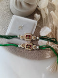 Green Kundan couple Rakhi
